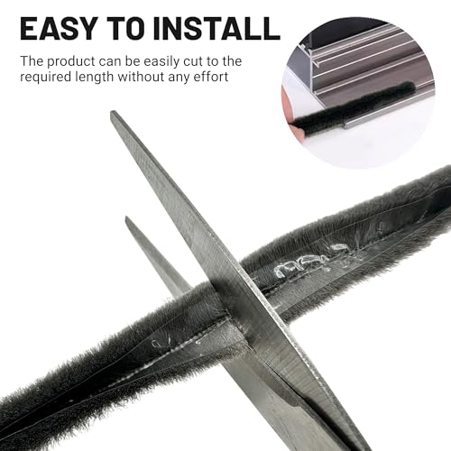 Weather Stripping Brush Door Seal Strip- Card Slot Weatherstrip for Sliding Windows & Doors - No Adhesive Backing - size: 16.4FT, 3/16''Wide X 5/16''Thick