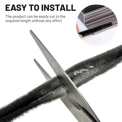 Weather Stripping Brush Door Seal Strip- Card Slot Weatherstrip for Sliding Windows & Doors - No Adhesive Backing - size: 16.4FT, 3/16''Wide X 5/16''Thick