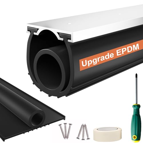 Garage Door Bottom Seal, 10FT EPDM Weather Stripping with Aluminum Track - color: With Aluminum Tracks, size: 10 Feet