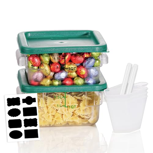 2QT 2PCS NSF Commercial Clear Food Storage Containers with Lids(GREEN) - color: J1-2QT-2PCS-GREEN