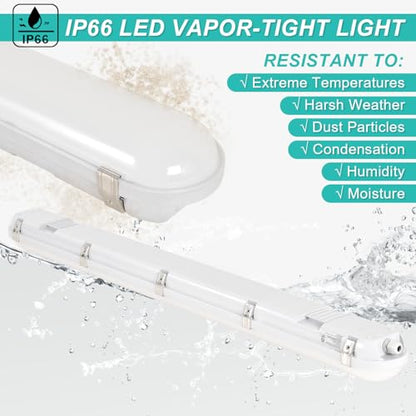 OSTEK 4FT LED Vapor Tight Light, 60W/50W/40W & 3CCT Adjustable (3000K-4000K-5000K), IP66 Waterproof LED Vapor Proof Light for Car Washes, Walk-in Freezers, Warehouses AC100-277V (6-Pack) - color: 6 Pack-3CCT