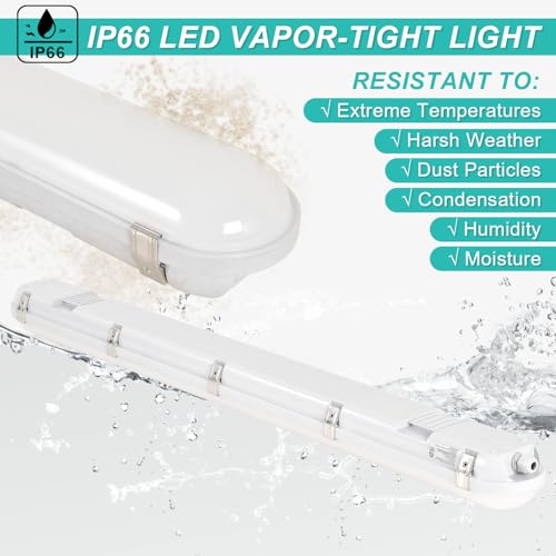 OSTEK 4FT LED Vapor Tight Light, 60W/50W/40W & 3CCT Adjustable (3000K-4000K-5000K), IP66 LED Vapor Proof Light for Car Washes, Walk-in Freezers, Warehouses AC100-277V (12-Pack) - color: 12 Pack-3cct