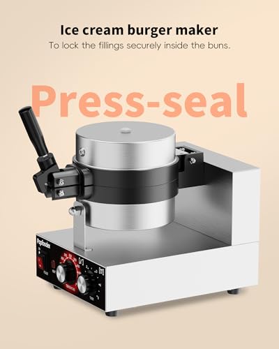 Ufo Burger Maker Machine, 110V Electric Ufo Sandwich Maker w/Adjustable Temperature and Timer, Stainless Steel Ice Cream Burger Maker for Dining Room, Kitchen, Restaurant, Burger Sealer - style: Burger Press