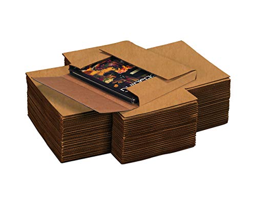 Boxes Fast BFM1291K Corrugated Cardboard Easy-Fold Mailers, 12 1/8 x 9 1/8 x 1 Inches, Fold Over Mailers, Adjustable Die-Cut Shipping Boxes, Multi-Depth, Large Kraft Mailing Boxes (Pack of 50)