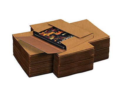 Boxes Fast BFM1291K Corrugated Cardboard Easy-Fold Mailers, 12 1/8 x 9 1/8 x 1 Inches, Fold Over Mailers, Adjustable Die-Cut Shipping Boxes, Multi-Depth, Large Kraft Mailing Boxes (Pack of 50)