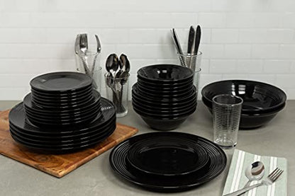 10 Strawberry Street Nova Black Round 62-Piece Dinnerware Set, Service for 6 - color: Black