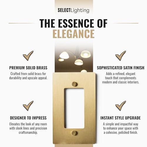 SELECT 1-Gang Solid Brass Wall Plate Cover, Satin Brass Finish - color: Satin Brass, size: 1 Gang, style: Wall Plate
