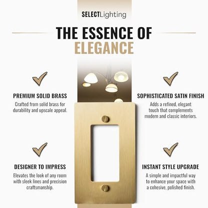 SELECT 1-Gang Solid Brass Wall Plate Cover, Satin Brass Finish - color: Satin Brass, size: 1 Gang, style: Wall Plate