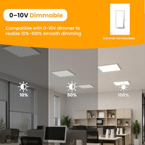 4 Pack 2x2 LED Flat Panel Light, 5CCT Selectable,0-10V Dimmable, 5200LM/40W - color: 4 Pack, size: 2-foot X 2-foot