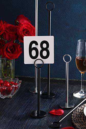 New Star Foodservice Ring-Clip Table Number Holder / Place Card Stand, 18 Inch, Silver, Set of 12