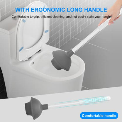 SetSail Toilet Brush and Plunger Set, Semi-Hidden Toilet Plungers, White - color: White, size: 1 pack