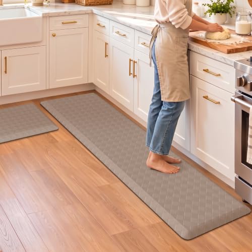 TranquilRelax 4/5 Inch Cushioned Anti Fatigue Kitchen Mats for Floor, Taupe - color: Taupe, size: 2-Piece | 28"+59" | Extra Thick