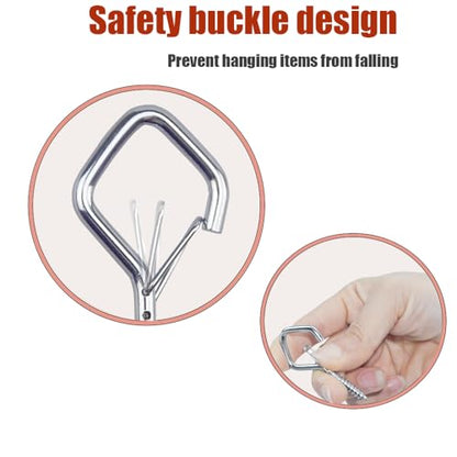 12 Pcs 2.36IN Ceiling Hooks with Safety Buckle for Plants - color: Silver, size: 12Pcs