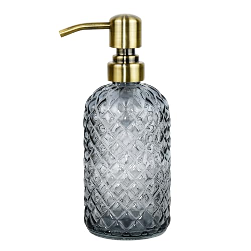 16 oz Glass Soap Dispenser with Vintage Gold Pump - color: Gray