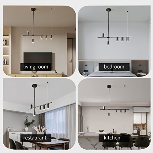 Siittoo 39" Modern LED Pendant Light, Dimmable Black Kitchen Island Light - color: Dark Grey-5 Lights-35W