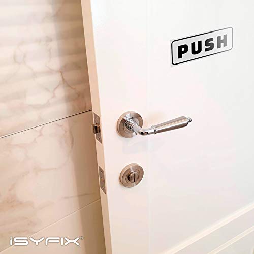 iSYFIX Push Pull Stickers Sign, 5x2 Inch, 2 Pack, White/Black - color: White / Black, size: Horizontal 2x5
