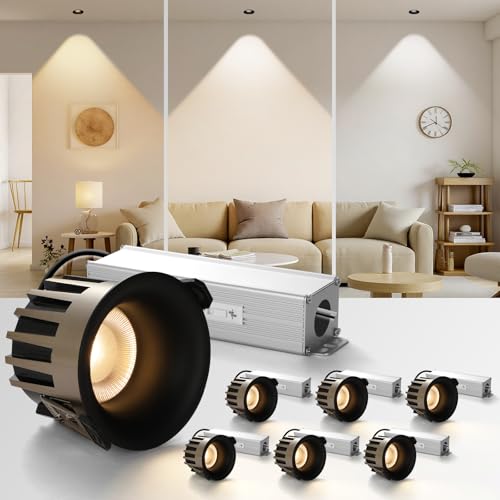 3 Inch LED Recessed Lights, Dimmable, 3CCT, CRI98, Trimless Ceiling Light - color: Black-Gold, size: 3 Inch-6 Pack