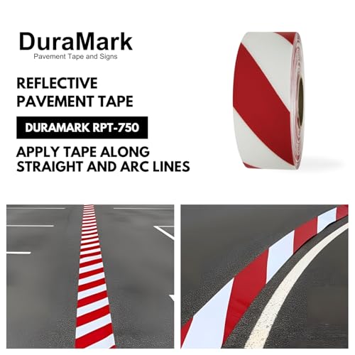 DuraMark RPT-750 Reflective Pavement Marking Tape, White, 2 in x 18 ft - color: Red/White, size: 2 Inch x 18 Ft