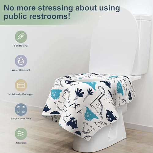 30 Pack Toilet Seat Covers Disposable, Large Waterproof Potty Covers for Toddlers, Kids, and Adults, Individually Wrapped for Travel, Toddler Potty Training for Public Restroom, Airplane, Trip - color: Dinosaur