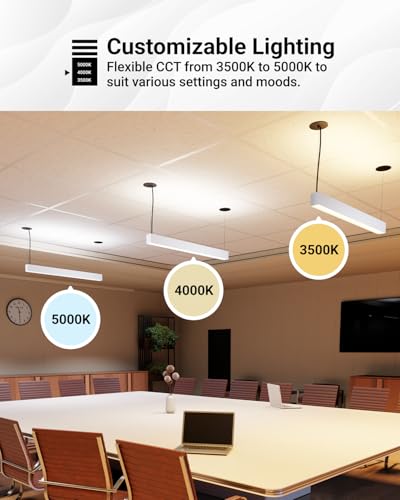 Sunco 4FT Linear LED Pendant Light, Single-Switch Up/Down 3CCT, White, 57W