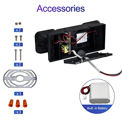 GZRUIYANG LED Emergency Lights with Battery Backup, Commercial Emergency Light Fixtures for Business Home Power Failure Emergency Exit Sign Lighting with 1.0 Meter Plug, Black - color: Black with Plug, size: 1 Pack
