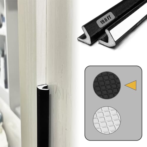 YZGJM Door Frame Adhesive Weather Stripping Seal Strip PU Foam, PE Cover, Groove Slot Installation for Large Gap, Sound Heat Insulation, Dust Water Moisture Prevention (19.6ft, Black Adhesive) - color: Black, size: 19.6 ft