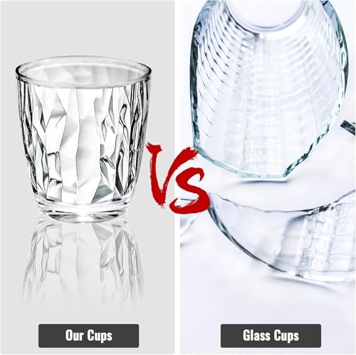 Topsky 10-ounce Plastic Water Tumblers | Set of 4 Transparent Unbreakable Drinking Glasses Clear Acrylic Reusable Juice Wine Cups for Home Picnic Party, Dishwasher Safe, Stackable (Transparent) - color: Clear 10oz