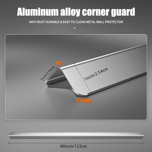 10pcs Wall Corner Guards 1x1x48 Inches 304 Stainless Steel Metal Guard Heavy Duty Rounded Corner Protector, Smooth Folded Edge Design for Wall Protection Silver - color: Silver, size: 1x1x48 Inches