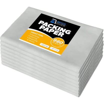 Packing Paper Sheets for Moving | 960 Sheets | 27" x 17" | 30 lb | Made in USA | Newsprint Paper | Must Have in Your Moving Supplies - size: 27" x 17" (960 Sheets)