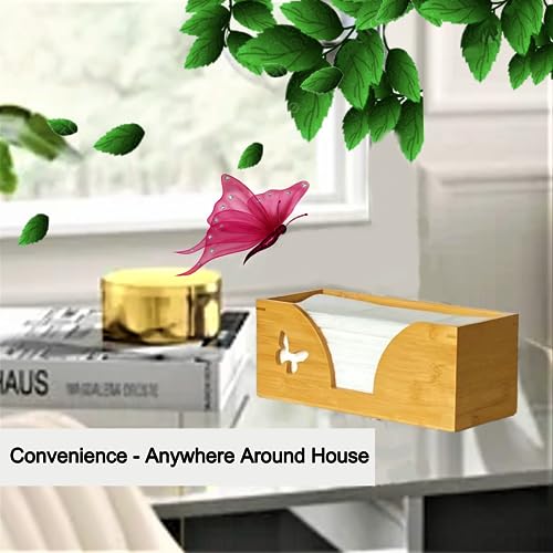 Countertop C-Fold Paper Towel Dispenser with Engraved Butterfly - Compatible with C Fold, Multifold, Trifold & Z Fold Hand Napkins Folded Size 10.5" x 4.0" Or Smaller - Natural Bamboo - color: Natural