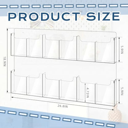 Sherr Acrylic Brochure Holder Wall Mount with Removable Dividers, Wide High Capacity Literature Display Stand for 4''x 9'', 8.5''x11'' Pamphlets, 26.7'' x 18'' for High-Traffic Lobbies Events - size: 26.7'' x 18''