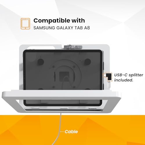 Tablet Wall Mount Compatible with Samsung Galaxy 10.5" Tab A8 Anti-Theft Lock Adjustable BSW101WG - color: White