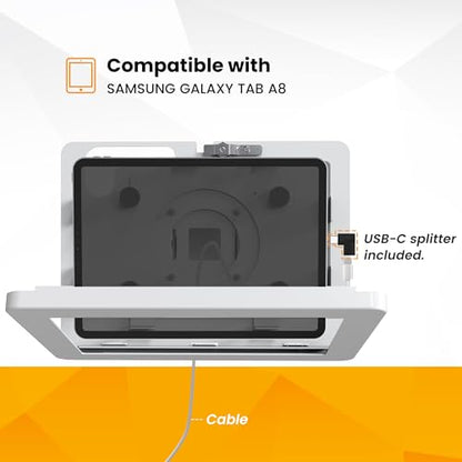 Tablet Wall Mount Compatible with Samsung Galaxy 10.5" Tab A8 Anti-Theft Lock Adjustable BSW101WG - color: White