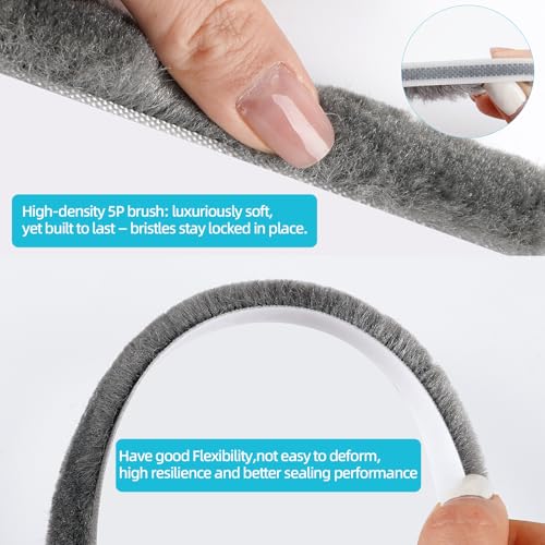 Weather Stripping Door Window Seal Strip, 32.8FT Self-Adhesive Soundproofing Weatherstrip, Draft Blocker Dustproof Strip for Sliding Windows, Doors, Cabinets (0.6" W x 0.4" H) - size: 0.6x0.35x33FT