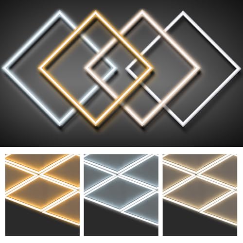 VIHOSE 4 Pcs 2x2 ft Edge-lit Frame LED Flat Panel Lights Grid Drop Ceiling Lights with 3000K/4000K/6500K Selectable 110-265v for Offices Shops Bathrooms with Integrated Ceilings
