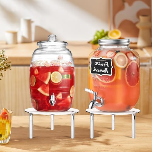 4 Pcs Drink Dispenser Stand, 7.9" Acrylic Water Dispenser And Beverage Dispenser Stand, Clear Acrylic Stands, Pitcher Stand Base for Parties and Events, Cake Stand, Plant Stands