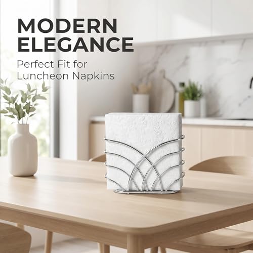 Napkin Holder for Table, Silver Iron Upright Paper Dispenser - color: Q - Luncheon Napkin Holder - Silver, size: Luncheon Napkin Holder