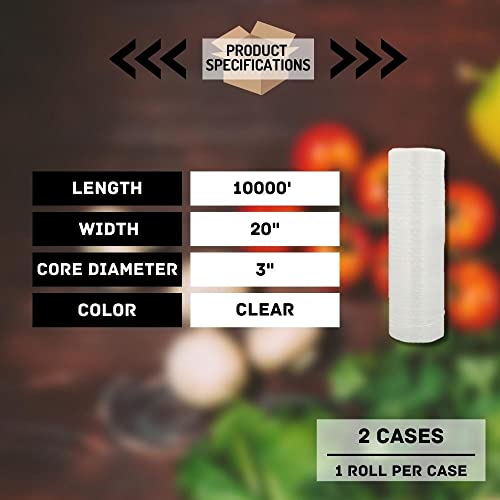 PSBM 2 Rolls 20 Inch x 10000 Feet Machine Pallet Netting Vented Stretch Film/Wrap, Industrial Strength Clear Shrink Plastic Wrap for Moving, Packing, Shipping of Frozen Food and Plants - size: 20 Inch x 10000 Feet, style: 2 Rolls