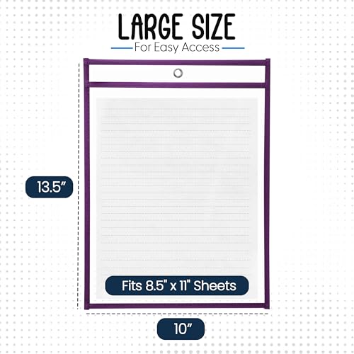 Essex Wares - 6 Pack, Grape Dry Erase Pockets, 10" Wide x 13.5" Tall - color: Grape