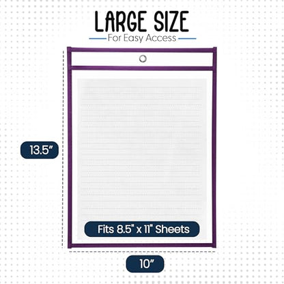 Essex Wares - 6 Pack, Grape Dry Erase Pockets, 10" Wide x 13.5" Tall - color: Grape