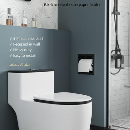 Neodrain Matte Black Recessed in Wall Toilet Paper Holder - color: Matte Black, size: 6X6In