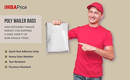 iMBAPrice White Poly Mailers 12x15.5 Inch 200 Pack I Size 5 Self-Seal, Waterproof Shipping Envelopes, Tear-Resistant, For Clothing & Small Business Packaging - color: White, size: 12" X 15.5"