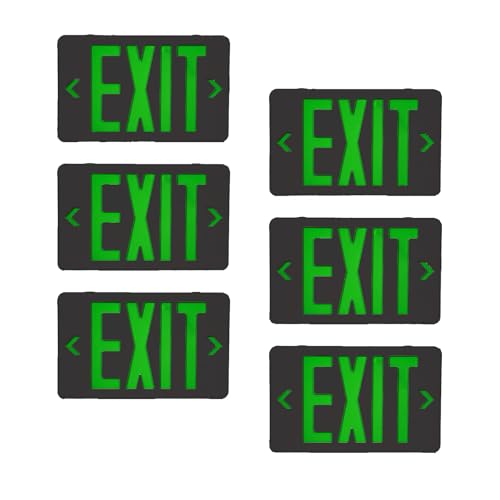 6 Pack LED Emergency Exit Sign, Universal Mount OSHA Compliant - color: Black Green, size: 6 Pack