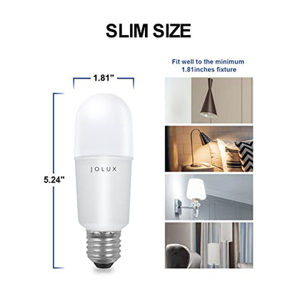 Jolux LED Stick Bulb, 100W Equivalent E26 Bulb, Enclosed Fixture, 6 Count - color: Daylight(5000k)