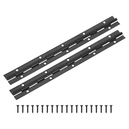 M METERXITY 2-Pack Piano Hinges, 12 Inch / 300mm Stainless Steel Continuous Piano Hinge with Holes and Screws for Cabinets Door/Storage Box [1.2X 0.06/ 30x 1.5mm Open Width Thick, Black] - color: Black, size: 12x1.2x0.06"