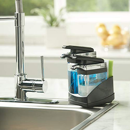 Casabella Sink Sider Duo Soap Dispensers with Sponge, Black and Chrome Plating - color: Black, size: Duo