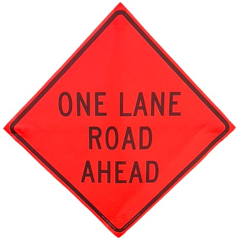 36"x36" One Lane Road Ahead Orange Mesh Roll-Up Signs 4-Pack - color: One Lane Road Ahead