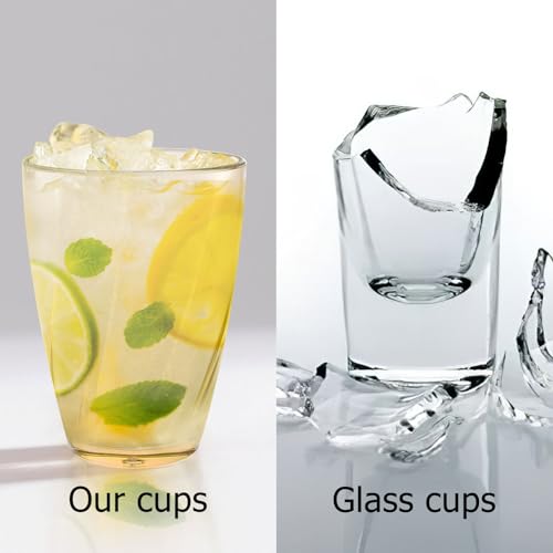 Topsky 12-ounce Plastic Water Tumblers | Set of 4 Transparent Unbreakable Drinking Glasses Clear Acrylic Reusable Juice Wine Cups for Home Picnic Party, Dishwasher Safe,Stackable - color: Mixed Color 12.3oz