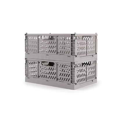 2 Pack Stackable Storage Crates, Plastic Foldable Baskets Small Gray - color: Gray, size: Small: 11.8" x 7.8" x 4.7"