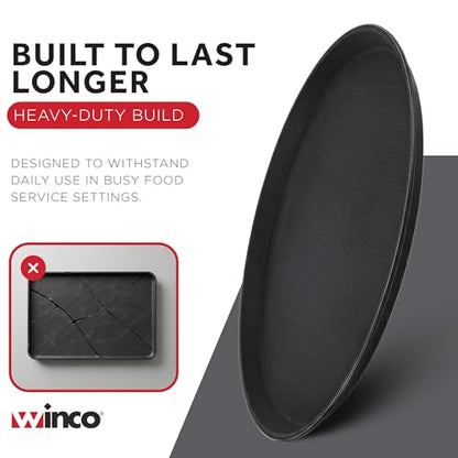Winco 14" Black Premium Round Fiberglass Glass Tray - color: Black, size: 14"